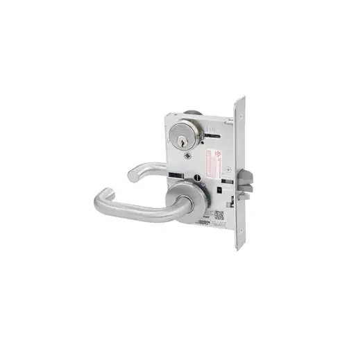 KIT - Institution Mortise Lock, Lustra Lever with A Rose Trim, Standard Cylinder, L4 Keyway, 6-Pin 0-Bit, Satin Chrome 626/26D