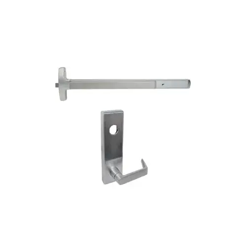 KIT - Rim Exit Device, Escutcheon x Quantum Lever Nightlatch Trim 510L-NL, 36", Hex Dogging, RHR Right Hand Reverse/Reversible, Grade 1, US26D/626 Satin Chrome