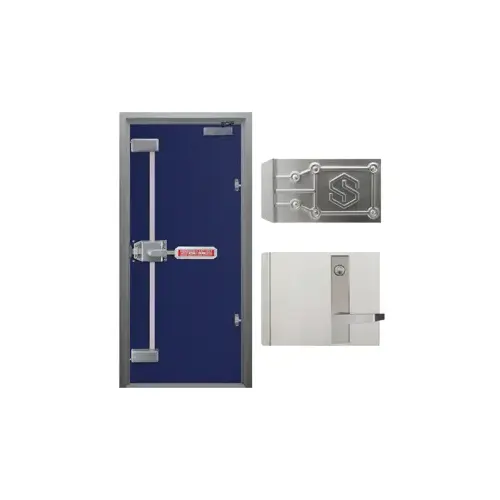 Securitech TEL-KLT-AP-RHR Keyed Lever Trim for Self-Locking Tridents, on Full Anti-Pry Plates, for Tel-200 Series, RHR Right Hand Reverse Handing, 630/32D Stainless Steel