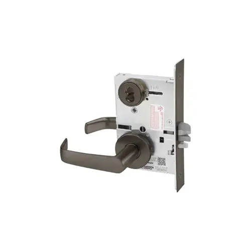 KIT - Classroom Intruder Mortise Lock, Newport Lever with A Rose Trim, Large Format IC 6-Pin Prep, Less IC Core, Oil Rubbed Bronze 613E/10B