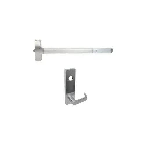 KIT - SVR Surface Vertical Rod Exit Device, Escutcheon x Quantum Lever Nightlatch Trim 510L-NL, 36" x 96", Hex Dogging, RHR Right Hand Reverse/Reversible, Grade 1, US26D/626 Satin Chrome