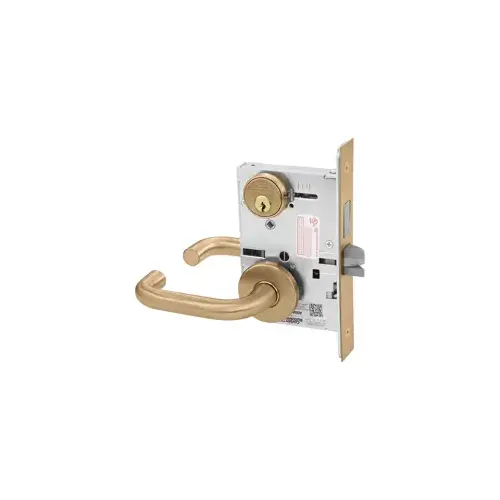 KIT - Dormitory Mortise Lock with Deadbolt, Lustra Lever with A Rose Trim, Standard 1-1/8 Mortise Cylinder, A01 Clover Cam, L4 Keyway 0-Bit, Handing is Field Reversible, ANSI Strike SS118, 612/US10 Satin Bronze