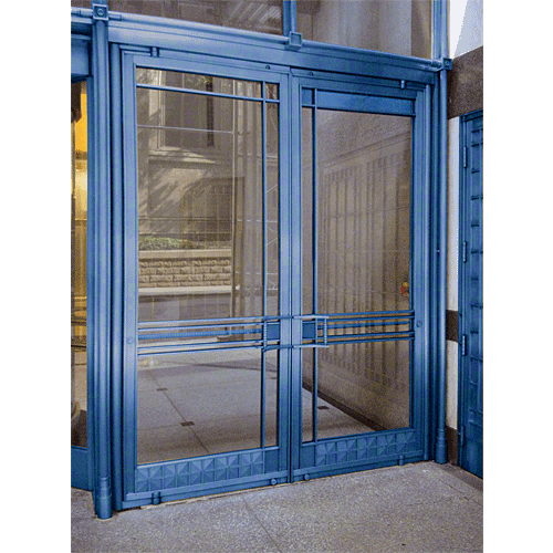 Premium Custom Paint Aluminum Medium Stile Door for 1" Glazing; 3-11/32" Top Rail; 9-1/2" Bottom Rail; Concealed Hinge Tube Double Doors without Lock