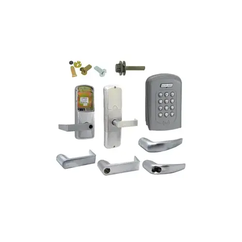 KIT - Multi- Technology and Keypad Stand Alone Office/Classroom Mortise Lock, Athens Lever with FSIC Prep (Schlage Full Size IC Core not Included), Satin Chrome 626