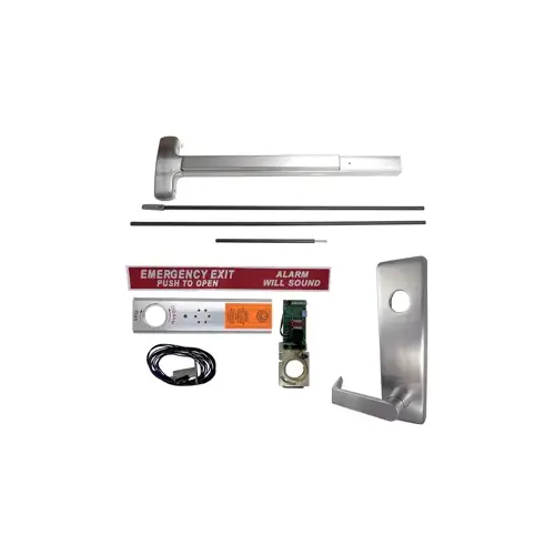 KIT - Exit Alarm, CVR Concealed Vertical Rod Exit Device, Escutcheon x Dane Lever Trim 510L, 36" x 96", Less Dogging, LHR Left Hand Reverse/Reversible, Grade 1, US26D/626 Satin Chrome