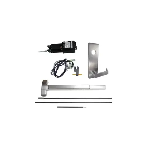 KIT - RX Request to Exit, Motorized Electric Latch Retraction Kit, Concealed Vertical Rod Exit Device, Escutcheon x Dane Lever Nightlatch Trim 510L-NL, 36" x 96", Hex Dogging, RHR, 24VDC 1 Amp, Grade 1, US26D/626 Satin Chrome