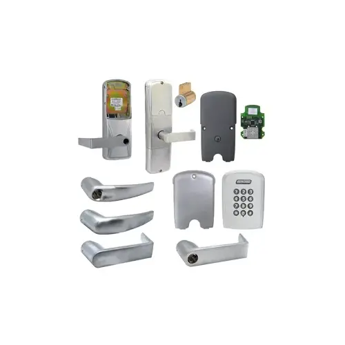 KIT - Keypad Networked Wireless Classroom/Storeroom Cylindrical Lock, Athens Lever, Key in Lever, 6-Pin C Keyway (0-Bitted Brushed Chrome Cylinder 626), Satin Chrome 626