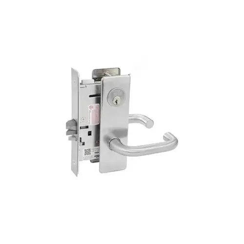 KIT - Institution Mortise Lock, Lustra Lever with M Escutcheon Trim, Standard Cylinder, L4 Keyway, 6-Pin 0-Bit, Satin Chrome 626/26D