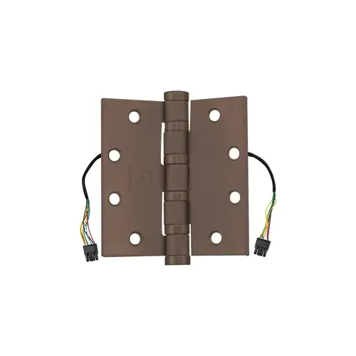 Quick Connect Electrified (QC) 8 Wire Hinge, 5-Knuckle Hinge, Standard Weight, Full Mortise, Oil Impregnated Bearing (TA), 4.5" x 4.5" (4545), Steel Base Dark Oxidized Satin Bronze 10BE