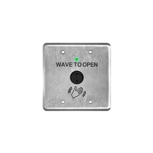 Magic Switch Touchless Plate, Wave to Open, Double Gang Stainless Steel Faceplate, Text and Hand Logo