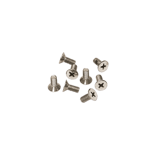 Polished Nickel 6 x 15 mm Cover Plate Flat Head Phillips Screws - pack of 8