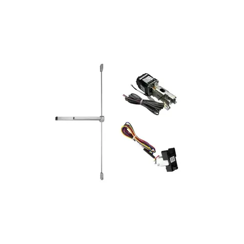 KIT - RX (Request to Exit Switch), QEL (Quiet Electric Latch Retraction), SVR Surface Vertical Rod Exit Device, Exit Only No Trim, 36" x 84", No Dogging, Grade 1, 689/SP28 Powder-Coated Aluminum