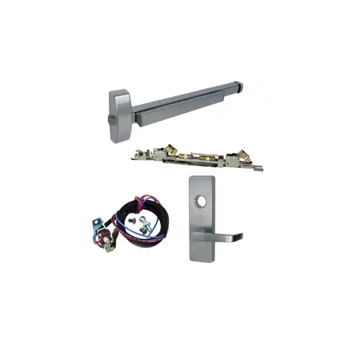 Precision Hardware ELR-TS-2108-V4908A-RHR-630-36 KIT - Rim Exit Device, Electric Latch Retraction, Touchbar Monitoring Switch TS (Request to Exit), Key Locks/Unlocks Vandal Resistant Lever x Escutcheon Plate Trim, Right Hand Reverse, Less Rim Cylinder for Trim, 36", Grade 1, 630/US32D Stainless Steel