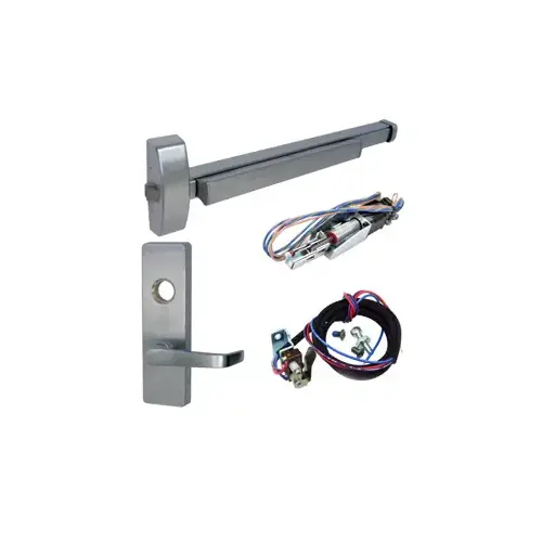 Precision Hardware MLR-TS-2108-V4908A-RHR-630-36 KIT - Rim Exit Device, Electric Motorized Latch Retraction, Touchbar Monitoring Switch TS (Request to Exit), Key Locks/Unlocks Vandal Resistant Lever x Escutcheon Plate Trim, RHR, Less Rim Cylinder for Trim, 36", Grade 1, 630/US32D Stainless