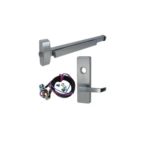 KIT - Rim Exit Device, Touchbar Monitoring Switch TS (Request to Exit), Key Locks/Unlocks Vandal Resistant Lever x Escutcheon Plate Trim, Left Hand Reverse, Less Rim Cylinder for Trim, Hex Dogging, 36", Grade 1, 630/US32D Stainless Steel