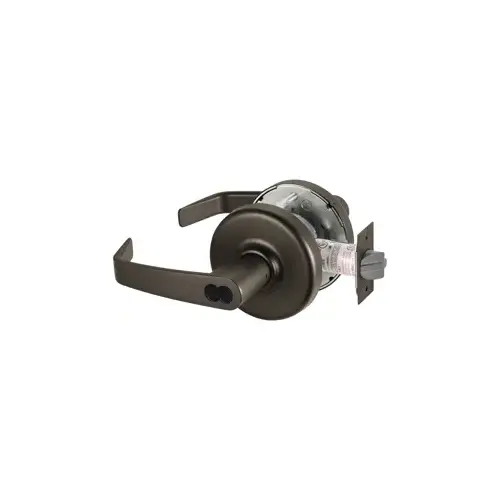 Grade 1 Office/Entrance Newport Cylindrical Lever, Corbin Large Format IC 6-Pin Prep Less LFIC (CL6) with Disposable Plastic Core, 2-3/4" Backset, ANSI Strike SA114, 613E/US10BE Dark Oxidized Satin Bronze