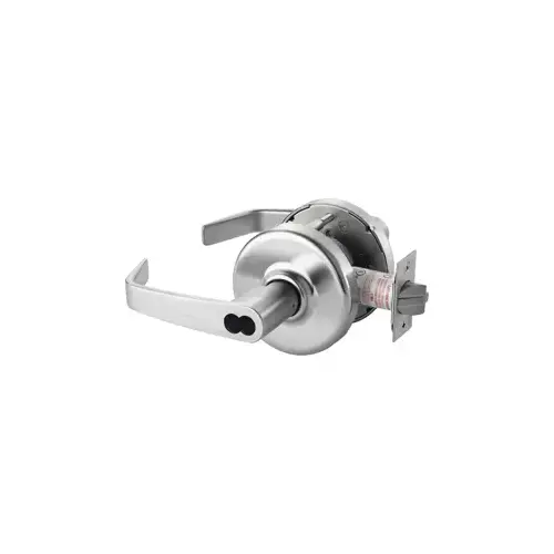 Grade 1 Double Cylinder Communicating Newport Cylindrical Lever, Corbin Large Format IC 6-Pin Prep Less LFIC (CL6) with Disposable Plastic Core, 2-3/4"Backset, Grade 1, 626/US26D Satin Chrome