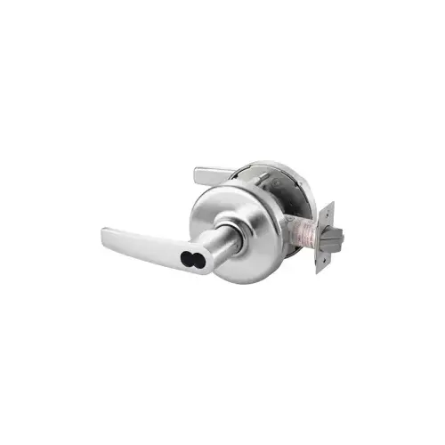 Grade 1 Corridor/Dormitory Newport Cylindrical Lever, Corbin Large Format IC 6-Pin Prep Less LFIC (CL6) with Disposable Plastic Core, 2-3/4" Backset, ANSI Strike SA114, 626/US26D Satin Chrome