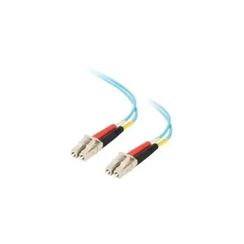 1 Meter LC to LC (Lucent Connector to Lucent Connector) Fiber Optic Duplex Jumper Cable, OM3, 10GB, 50 Micrometer Fiber, PVC, Aqua