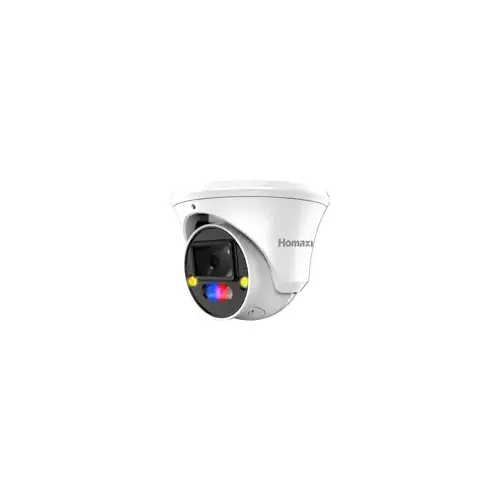 Homaxi Inc. IPC6TF4R4-AD-TPMSCR 4MP Active Deterrence Fixed Turret Network Camera, IP67, H265+, 30M IR Range, 2.8mm Lens, White