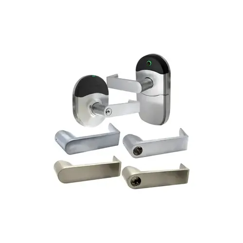 KIT - Mobile Enabled Wireless Cylindrical Lock, 125khz Proximity, 13.56MHz Smart, 2.4GHz Bluetooth Low Energy Reader, Key-in-Lever Schlage C Keyway, Rhodes Lever, 5000 Users, 2000 Audits, 2-3/4" Backset, ANSI Strike, Grade 1, 619/US15 Satin Nickel