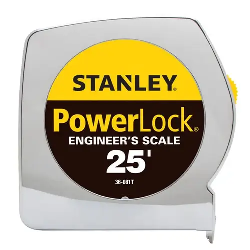 Engineer's Tape Measure PowerLock 25 ft. L X 1" W Silver