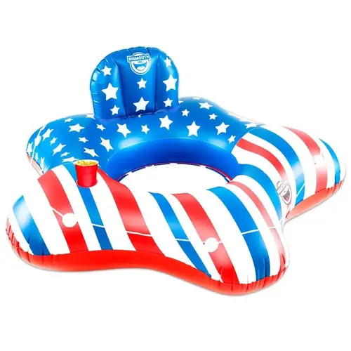 BigMouth Inc. 22-BRR-4145 Pool Float Tube Blue/Red/White PVC Inflatable Americana River Tube Blue/Red/White
