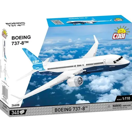 Cobi COBI-26608 Block Set Boeing 737-8 Airplane Blue/White 340 pc Blue/White