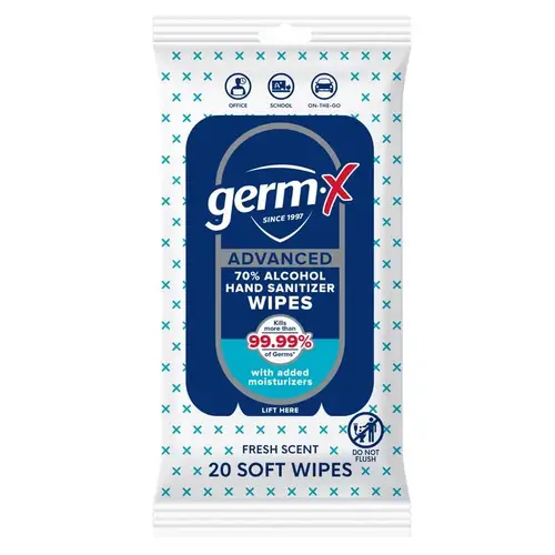 Germ-X 1000053947 Hand Sanitizing Wipes Fresh Scent Wipes 20 ct