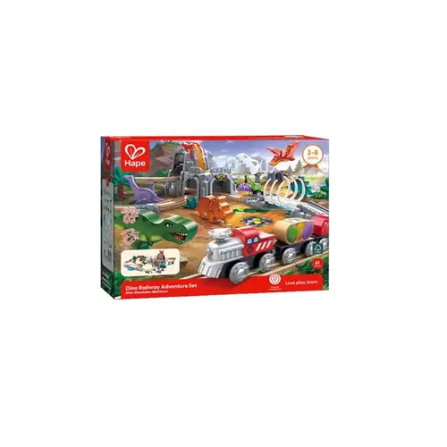 Hape E3795 Railway Adventure Set Dinosaur Multicolored 61 pc Multicolored