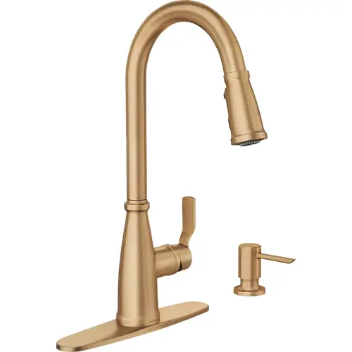 Moen 87071BZG Nolia 1-Handle Pull-Down High Arc Kitchen Faucet, Bronzed ...