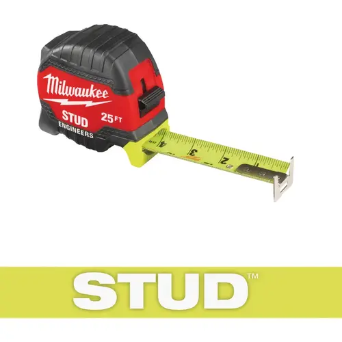 Tape Measures; Length Ft.: 25.000 ; Graduation (Inch): 1/16 ; Blade Material: Steel ; Standout Length (Feet): 14.00 ; Case Type: Closed ; Rewind Type: Automatic Plastic