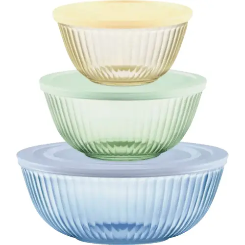 Pyrex 1149548 Colors Sculpted Tinted Covered Glass Mixing Bowl Set (6-Piece)