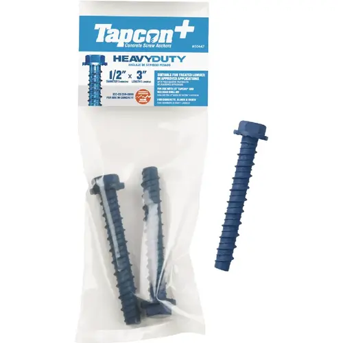 Tapcon 50447 1/2 In. x 3 In. Hex Washer Concrete Screw Anchor (2 Ct.) Blue Climaseal