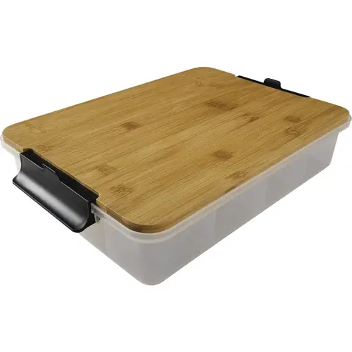 Farberware 5314682 11 In. x 16 In. Snacklebox with Bamboo Cutting Board Lid