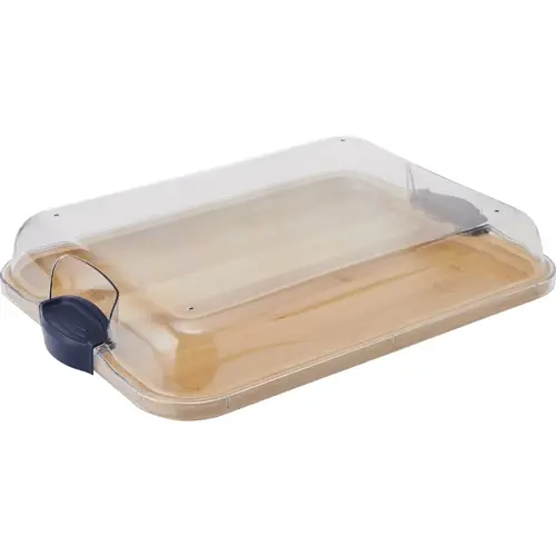 Farberware 5316038 11 In. x 14 In. Build a Board Dual-Sided Bamboo Cutting Board with Locking Lid and Handles