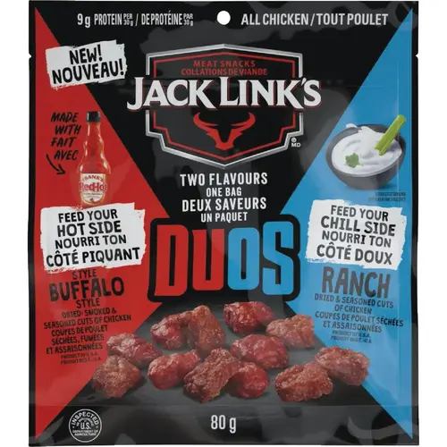 Jack Link's 143328 2.85 Oz. Duos, Franks Red Hot/Ranch Chicken Jerky