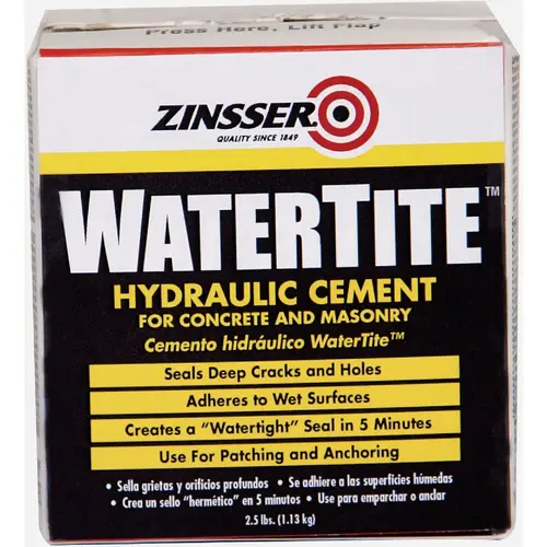 Zinsser 5074 Zinsser Watertite 0 Hydraulic Cement, Gray, Solid, 2.5 lb, Carton