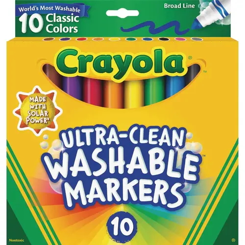CRAYOLA 58-7851 Assorted Color Broad Line Ultra-Clean Washable Max Markers (10-Count)