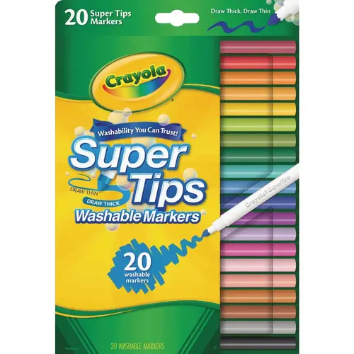 CRAYOLA 58-8106 Assorted Color Super Tips Washable Markers (20-Count)