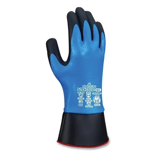 Showa S-TEX377SCXXL-10-XCP1 Cut, Puncture & Abrasive-Resistant Gloves: Size 2XL, ANSI Cut A4, ANSI Puncture 3, Foam Nitrile, Hagane Steel & HPPE Blend Blue Pair