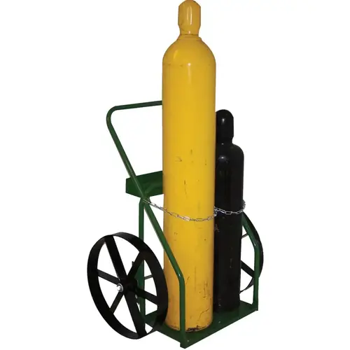 SAFTCART 863-20 800 Series Carts, Holds 2 Cylinders, 9.5 in dia., 20 in Steel Wheels Green