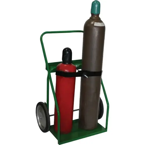 SAFTCART 870-14PC 800 Series Cart & Clamp, Holds 2 Cylinders, 9.5-12.5", 14" Semi-Pneumatic Wheels Green