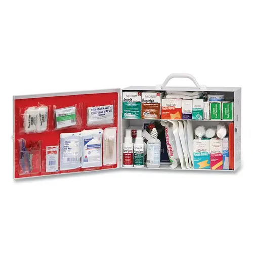 MEDI-FIRST 756ANSI First Aid Kit, Two-Shelf ANSI-B Cabinet for Home or Small Business Settings, Metal