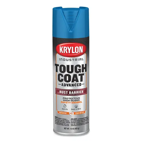 Krylon Industrial K00249008 Tough Coat  Advanced with Rust Barrier  Technology Spray Paint, 15 oz, Safety Blue, Gloss