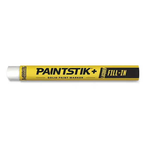 LACO/MARKAL 51120 Paintstik + Lacquer Fill-In Solid Paint Marker, 3/8 in x 4.25 in L, White