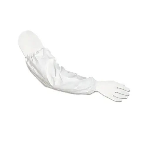 DuPont IC501BW-B Tyvek  IsoClean  Sleeve, 18 in L, Elastic Bicep/Wrist Closures, One Size Fits Most, White