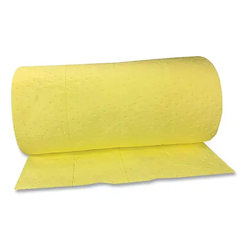 ESSENTIALS H1PH150 Hazmat Sorbent Pads, Roll, 130 in L x 30 in W, Heavy, Yellow