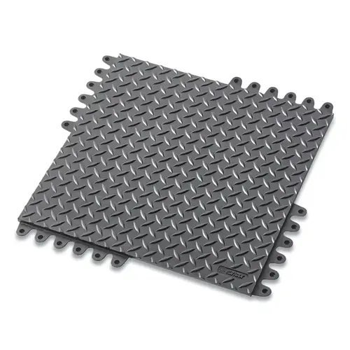 De-Flex  Niru  Heavy-Duty Interlocking Rubber Mat, 572, 3/4 in x 18 in W x 18 in L, 100% Nitrile Rubber, Black