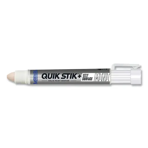 NISSEN BY MARKAL 28770 Quik Stik + Oily Surface Mini Solid Paint Marker, 5/16 in dia Medium Bullet, White - pack of 12